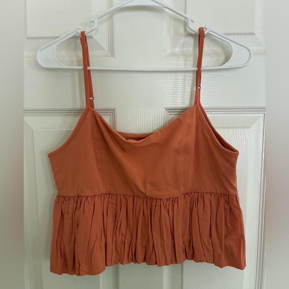Anthropologie Maeve Ruffled Bubble Hem Cropped Tank